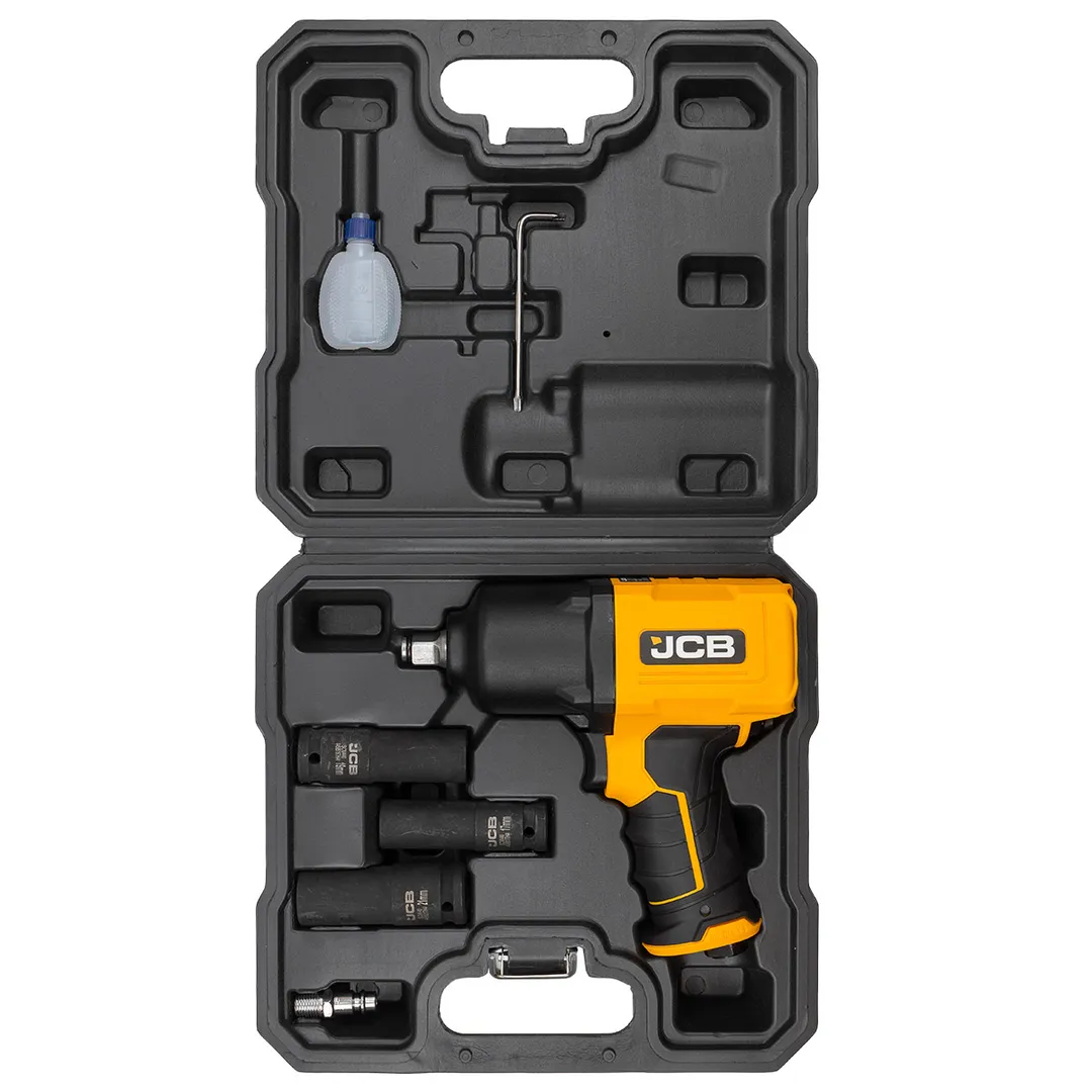 Пневмогайковерт ударный 1/2'' 1450 Нм ''Twin Hammer'' с реверсом и регулировкой усилия JCB JCB-RP9510 KIT