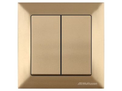 Выключатель 2-клав., скрытый, винт. зажим, золото, DARIA, 10 A, 250 V, IP 20, Mutlusan 21204020280