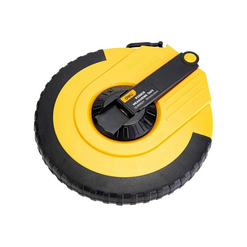 Мерная лента Deli YS EDL9850ZY, 50 м х 14,5 мм, лента фиберглас, пластиковый корпус, желтый, черный