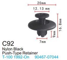 Клипса для крепления внутренней обшивки а/м Тойота пластиковая, 100 шт Forsage C0092(Toyota)