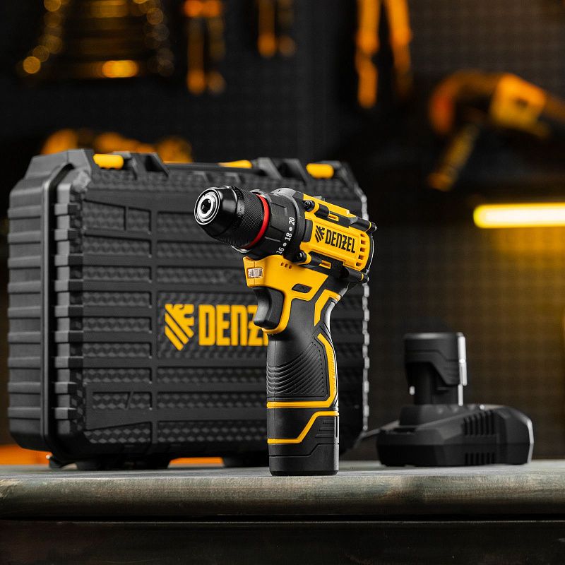 Дрель-шуруповерт аккумуляторная бесщет. CDH-BL-12, Li-Ion, 12 В Denzel 26108