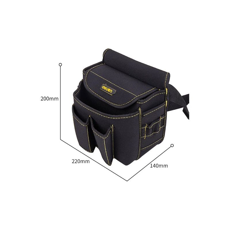 Сумка для инструментов поясная Deli YS EDL-P4, 220х140х200 мм, ткань Oxford, черный