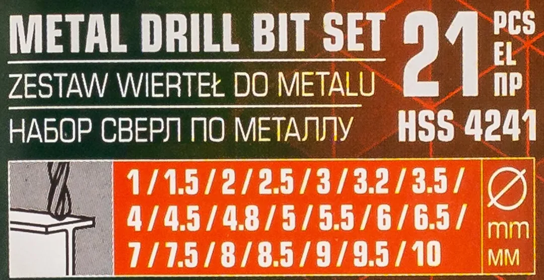 Набор сверл по металлу 1-10 мм HSS 21 пр ILOforce IF-924U21S