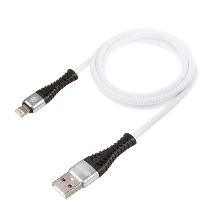 Кабель USB - Lightning 10W 2A в мягкой оплетке белый 1м SKYWAY S09601007