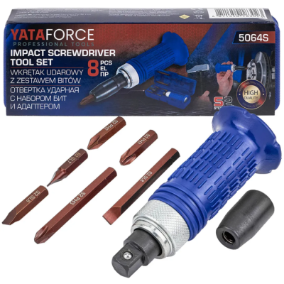 Отвертка ударно-поворотная с набором бит и адаптером 8 пр YATAFORCE YF-5064S