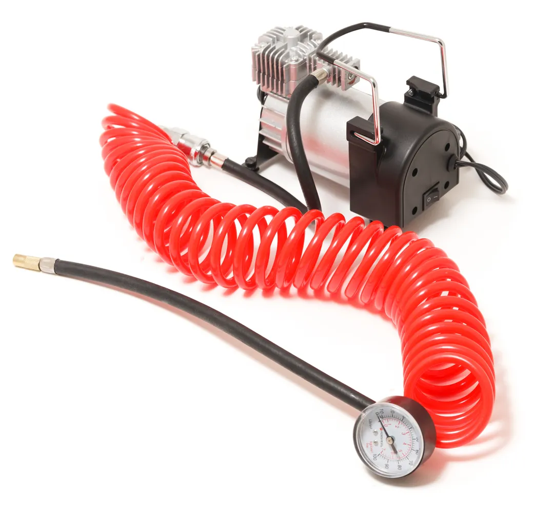 Компрессор поршневой автомобильный с витым шлангом 45 л/мин, 23А 12V, питание на клеммы Forsage F-95