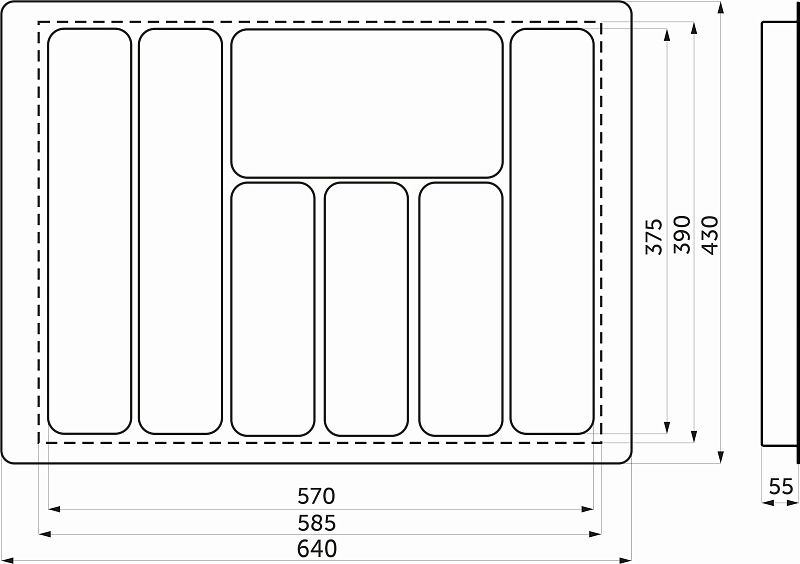 Лоток для столовых приборов 700 LINER 640*430, черный AKS 125434