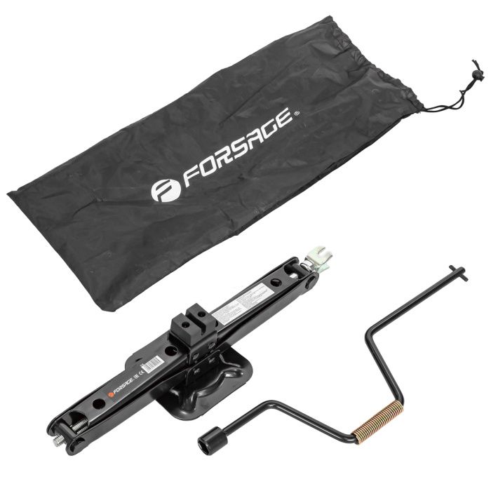 Домкрат механический ''ромб'' 2,5 т 100-485 мм, с резиновой накладкой и ручкой-воротком с головкой 19 мм, в водоотталкивающем чехле Forsage F-114