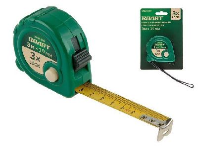 Рулетка, пласт. корп., бытовая, 3 механизма фиксации ленты, Волат