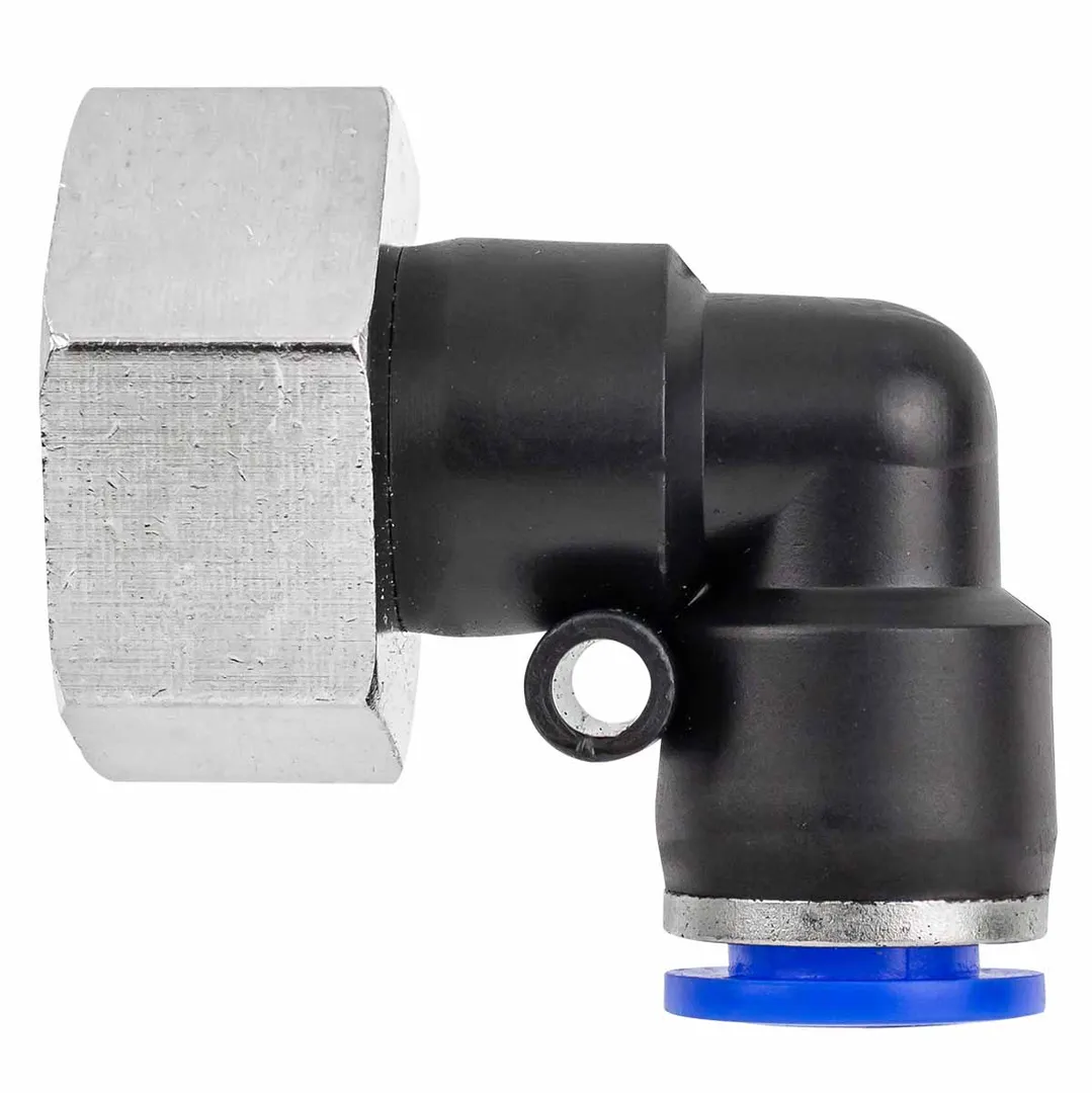 Фитинг угловой для пластиковых трубок 8 мм с внутренней резьбой 1/2'' RockForce RF-SPLF08-04