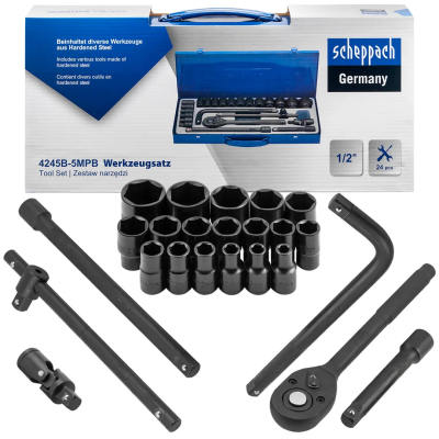 Набор инструментов 24 пр 1/2'' 6-гр Scheppach Sch-4245B-5MPB