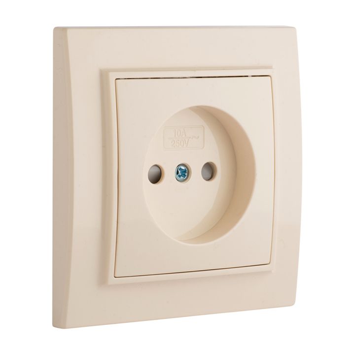 Розетка 1-мест, СП б/з 10 А с защ, штор, бежевый Минск EKF ERR10-022-200