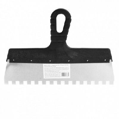 Шпатель из нержавеющей стали, 300 мм, зуб 10х10 мм, пластмассовая ручка Россия 85130