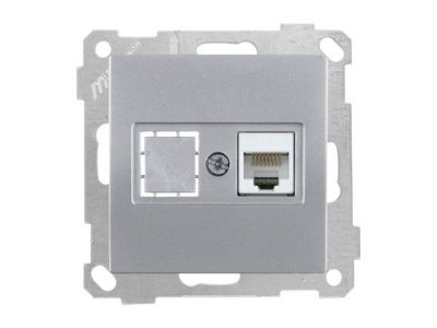 Розетка компьютерная 1xRJ45, Cat5e серебро, ELITRA, Mutlusan 2270 136 0192