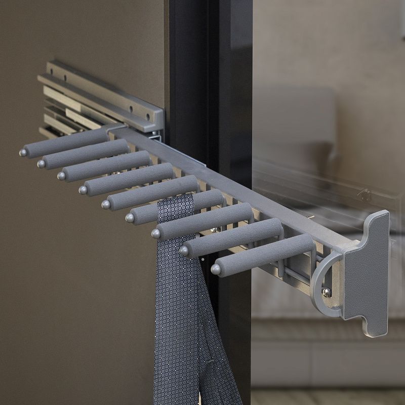 Выдвижная вешалка для галстуков BRUNO крепл.бок./левое 168*470*118, графит PRIME by AKS 115595