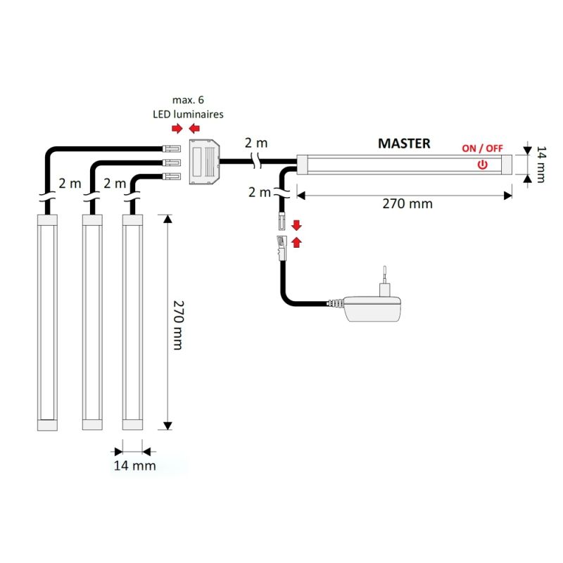 Светильник светодиодный Polarus Micro Master, накладной, 12VDC, 3,4W, L-270mm, холодный белый 6000К, HLT 64128