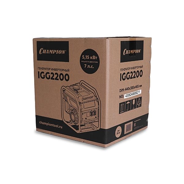 Инверторный генератор 2/2,1 кВт, 7 л.с., 7 л CHAMPION IGG2200