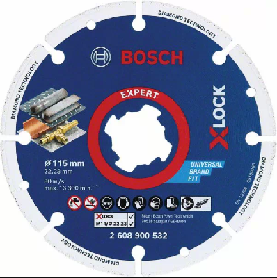 Алмазный круг для резки металла X-LOCK 115x22,23 мм, Bosch 2608900532