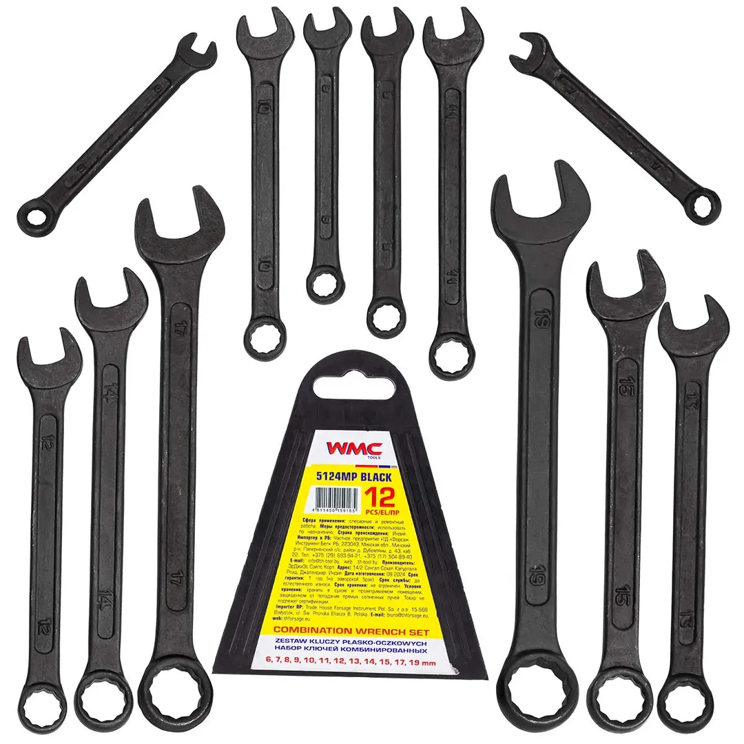 Набор ключей комбинированных 6-19 мм 12 пр WMC TOOLS WMC-5124MP Black
