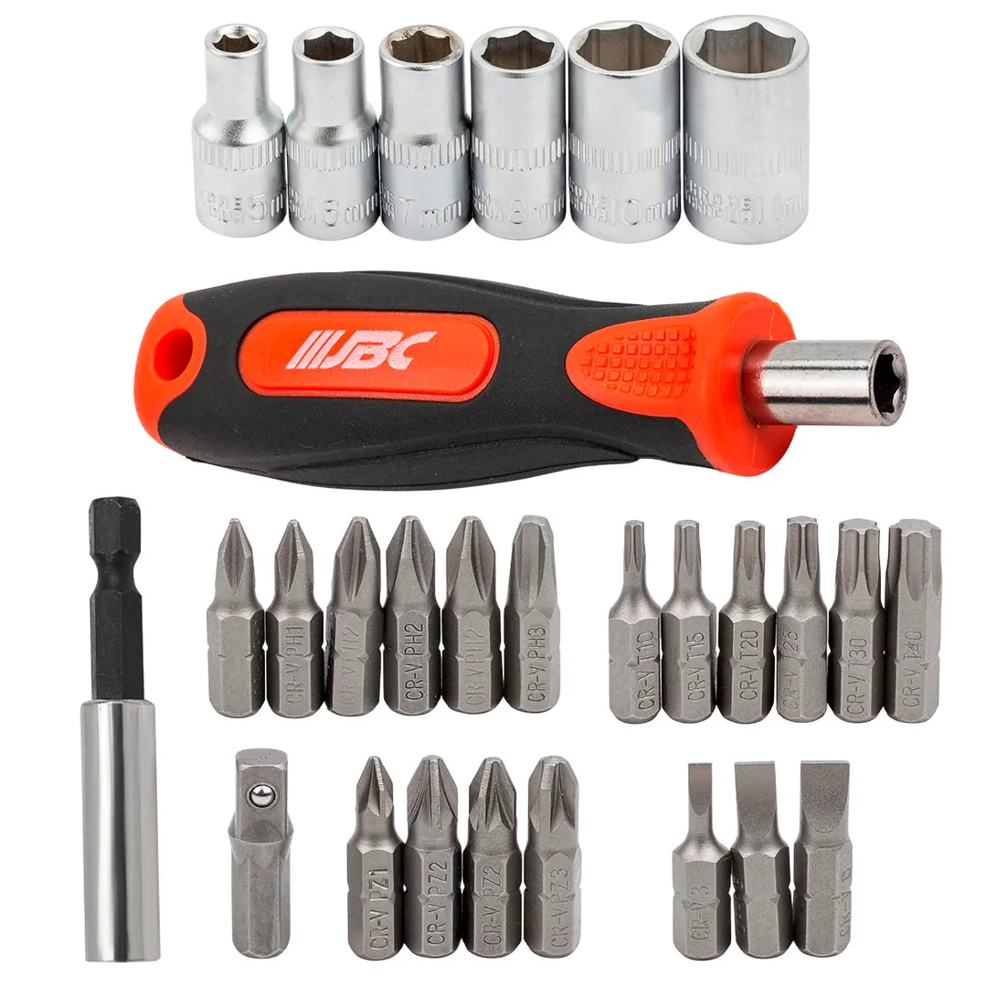 Набор бит и торцевых головок с рукояткой 1/4'' 28 пр JBC JBC-HW-S21