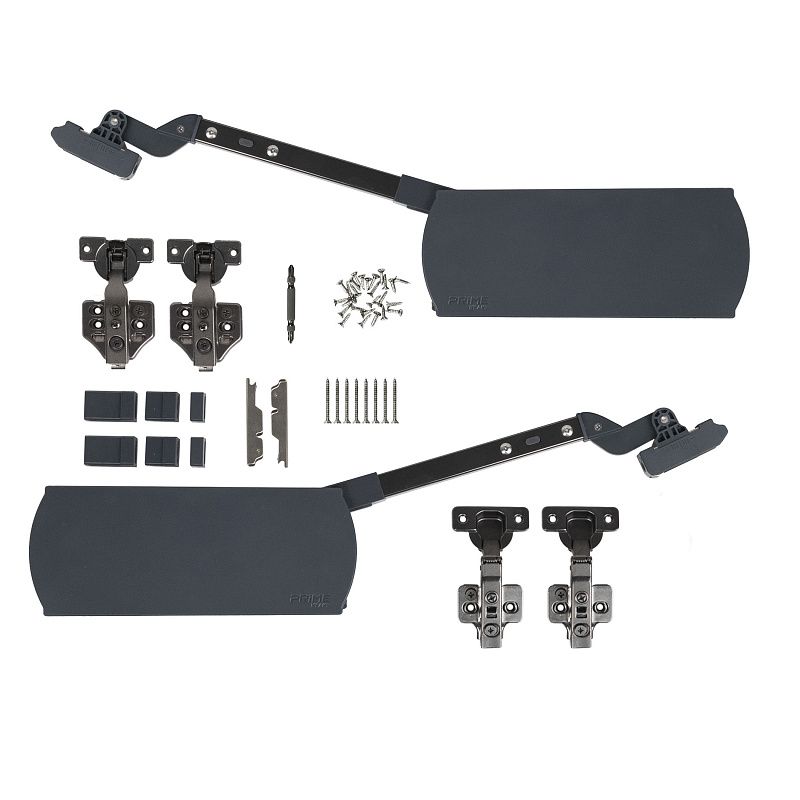 Подъемный механизм верхний LD с доводчиком на две двери ZEVS графит PRIME by AKS 114409