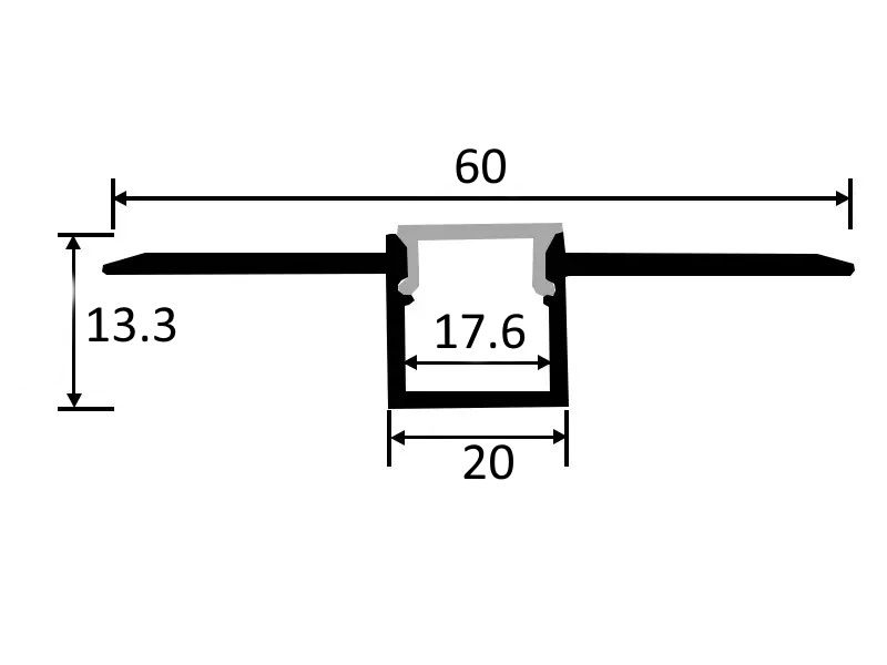 Профиль алюминиевый врезной в гипсокартон RIGEL-2013C, с экраном, цвет алюминий, 2м, в комплекте 4 заглушки, AKS 121516