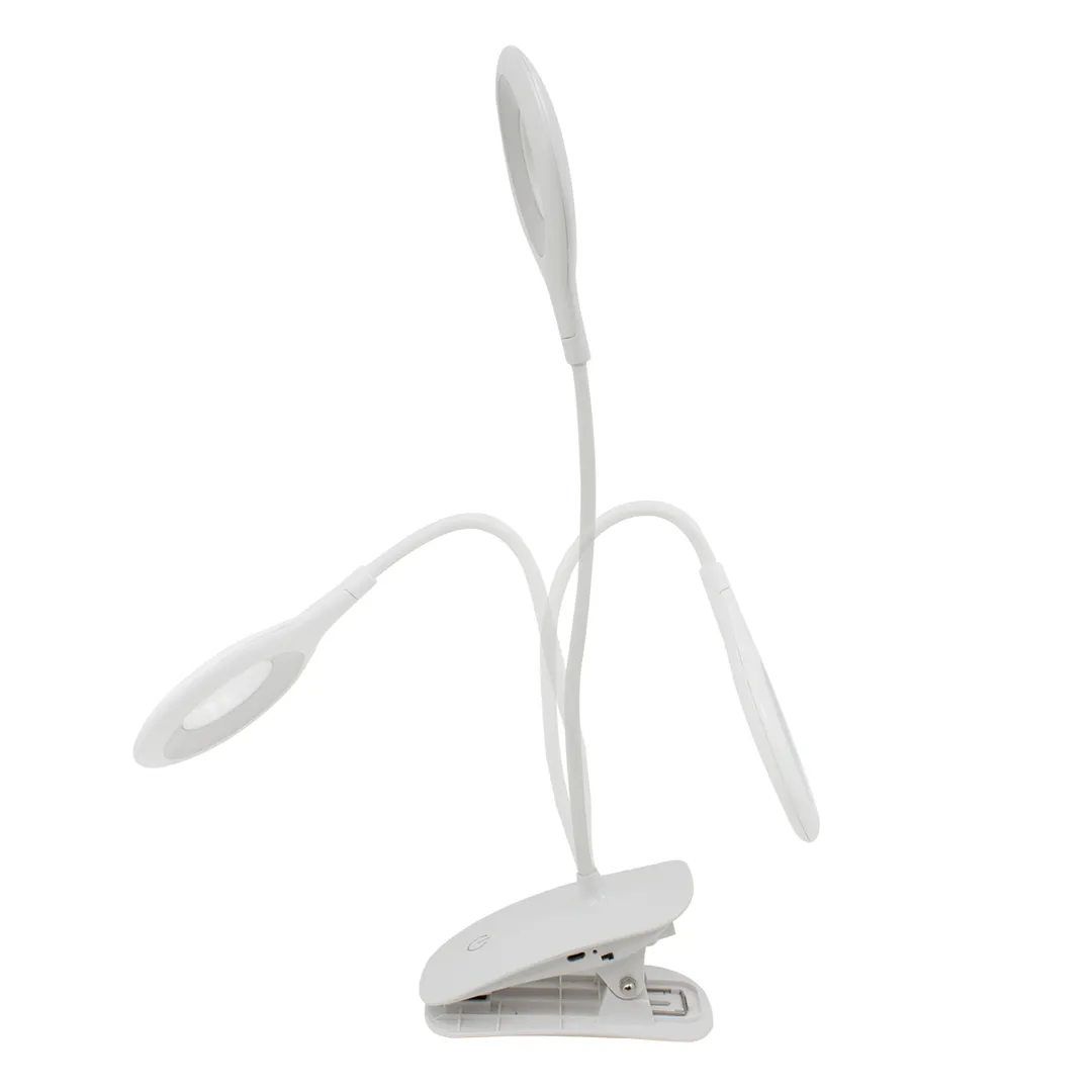 Светильник светодиодный настольный "прищепка", 5В, 3Вт, 120Лм, 4000К, 1200mah, белый ForceKraft FK-DEA6108