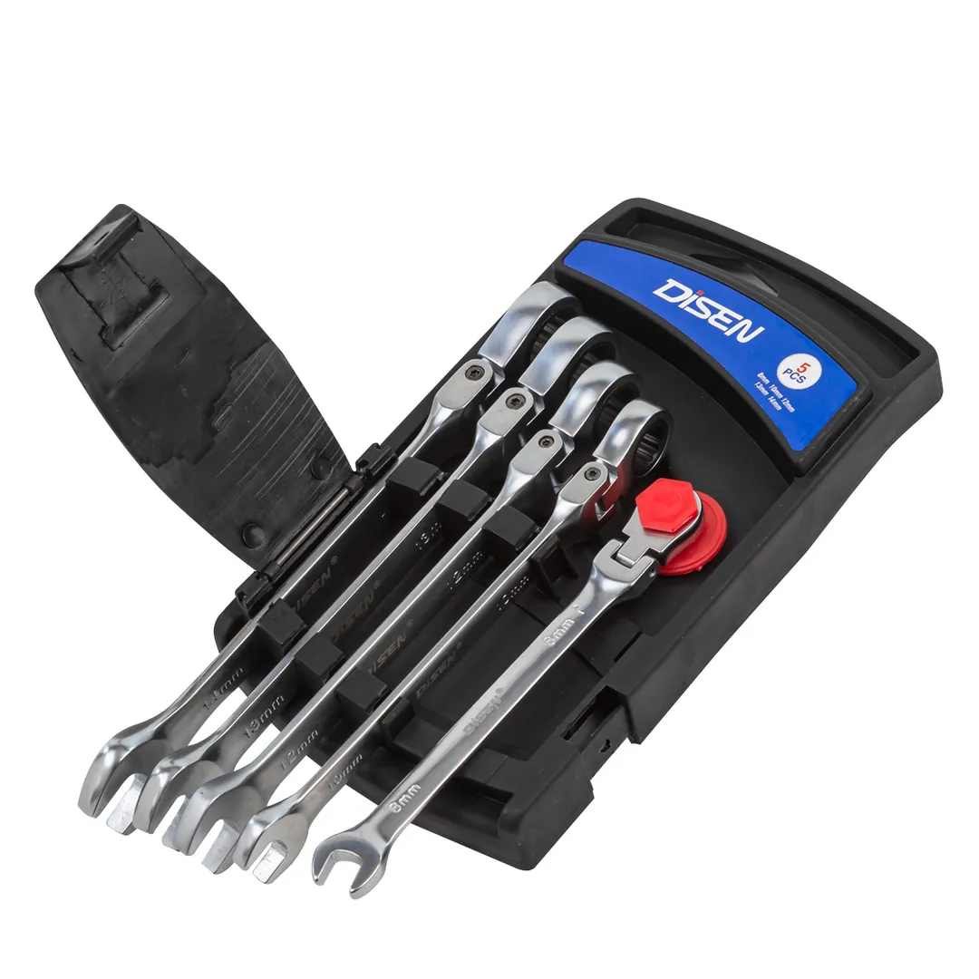 Набор ключей трещоточных с шарниром 8-14 мм, 5 пр. DISEN DSD1502F