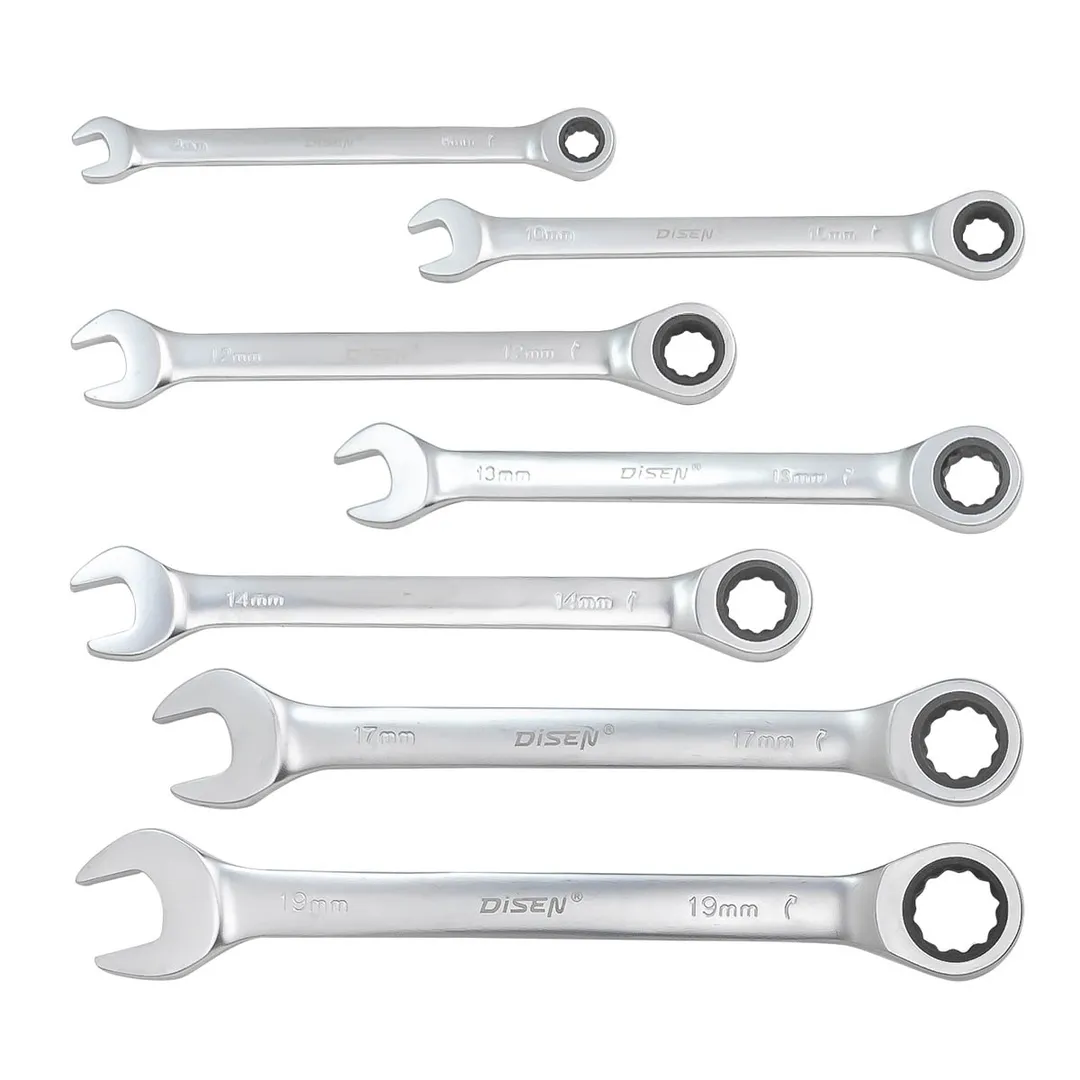 Набор ключей трещоточных 8-19 мм, 7 пр. DISEN DSD1508