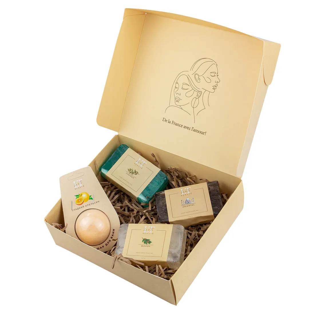 Набор 2, мыло Восток, Древесное, Можжевельник, шар Сладкий апельсин La and Te beaute LT-SP2(мыло+шар)