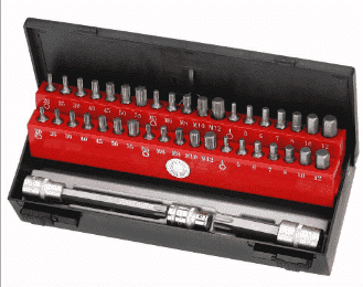 Набор бит HEX, Torx, Spline 10 мм и головок-бит Torx 1/2'' 44 пр. 10 мм Force 4442C