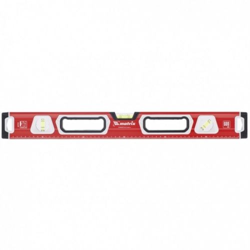 Уровень алюминиевый, магнит, фрезерованный, 3 глазка (1 зеркальный), двухкомпонентные рукоятки Matrix