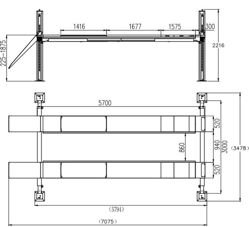 Подъемник четырехстоечный г/п 5.5 т HOREX HFL-5.5F4