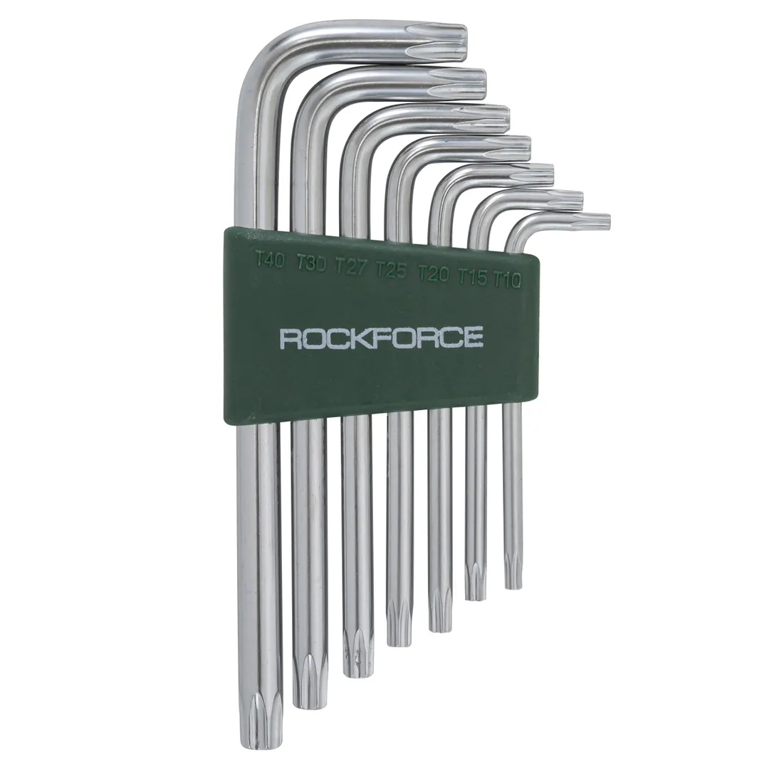 Набор ключей Г-образных TORX 7 пр., Т10Н-Т40Н-с отверстием RockForce RF-5071T