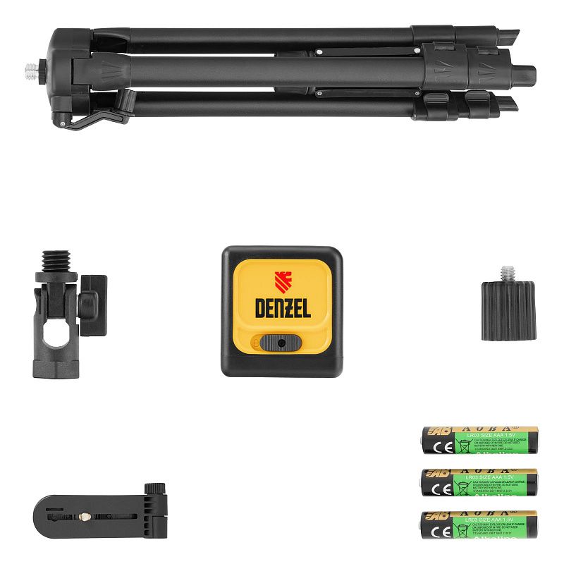 Лазерный уровень DQB-T, 30 м, зеленый луч, батарейки, штатив Denzel 350165