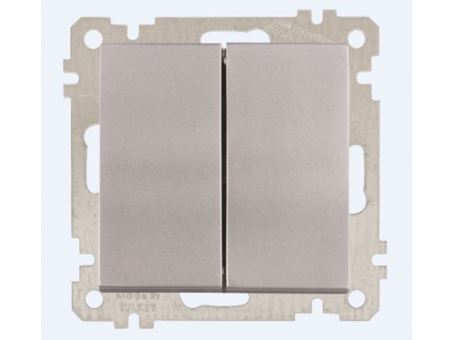 Выключатель 2-клав., скрытый, без рамки, пруж. зажим серебро, DARIA, 10 A, 250 V, IP 20 Mutlusan 2100 402 0182