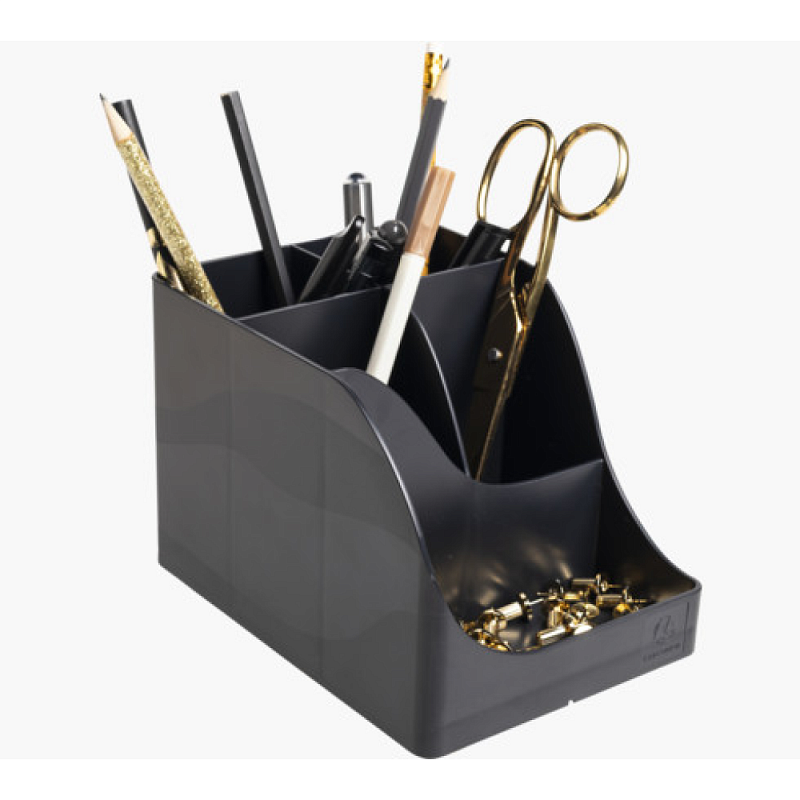 Подставка для ручек "Neo Deco", пластик, 5 делений, черный