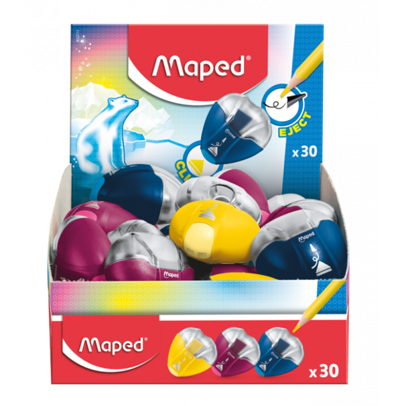 Точилка Maped "IGloo Eject", 1 отверстие, с контейнером, ассорти
