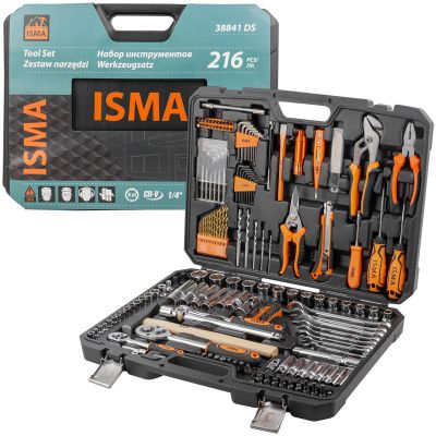 Набор инструментов 216 пр. 1/4"&1/2" 6-гр. ISMA ISMA-38841DS