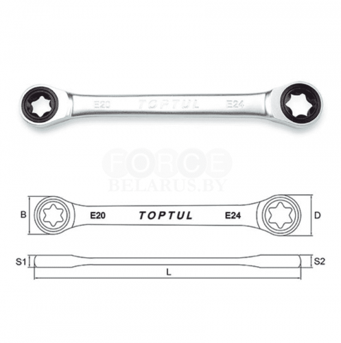 Трещоточный накидной ключ ''звездочка'' Toptul серия AOAC