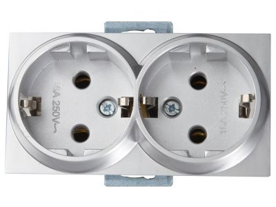 Розетка 2-ая, скрытая с/з, серебро RITA Mutlusan 2200 202 0282