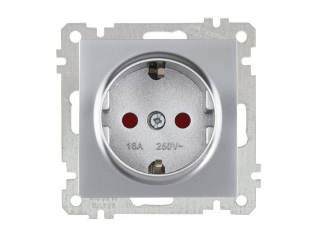 Розетка 1-ая, скрытая, с/з, шторки серебро, ELITRA, 16 A, 250 V, IP 20 Mutlusan 2270 605 0292