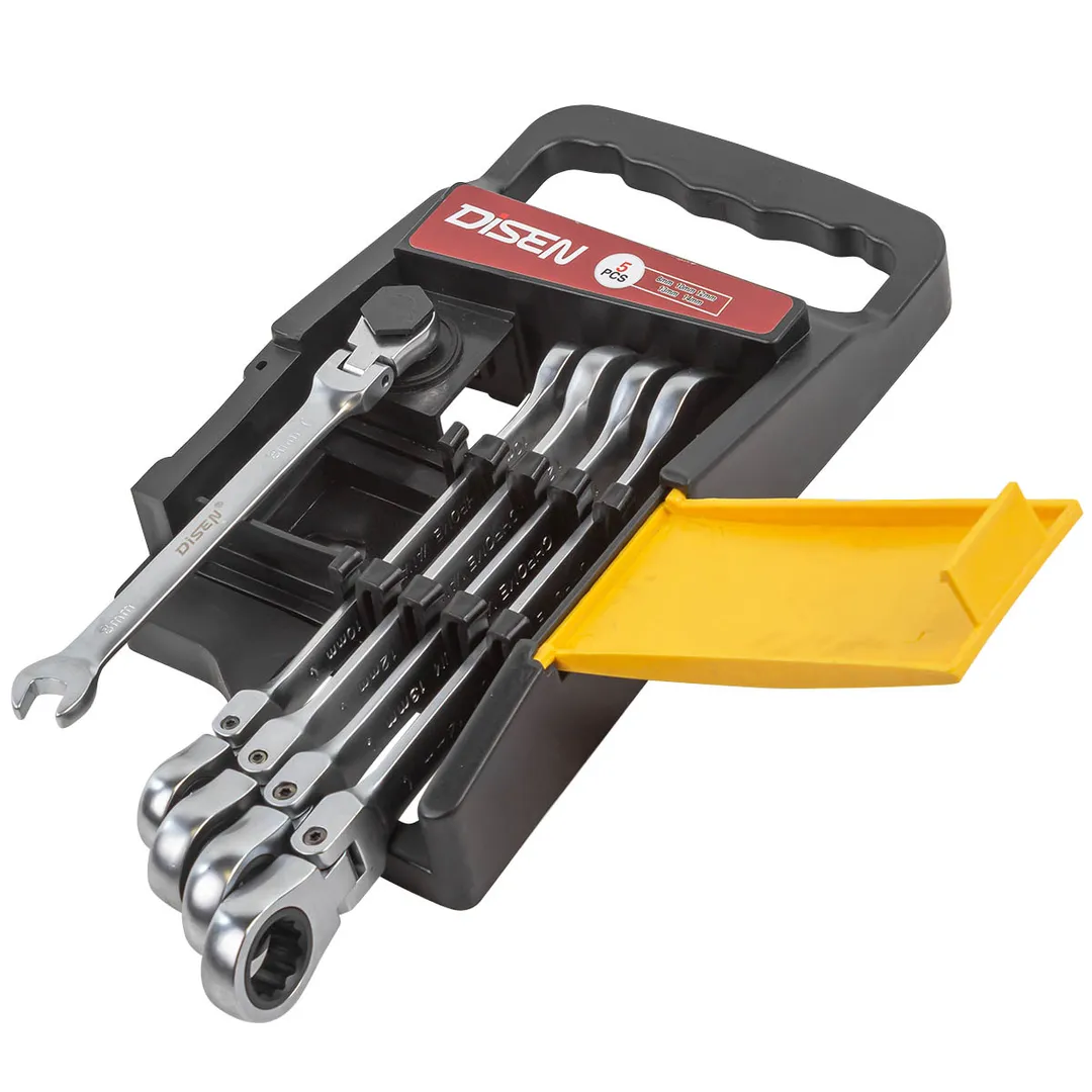 Набор ключей трещоточных с шарниром 8-14 мм, 5 пр. DISEN DSD1501F