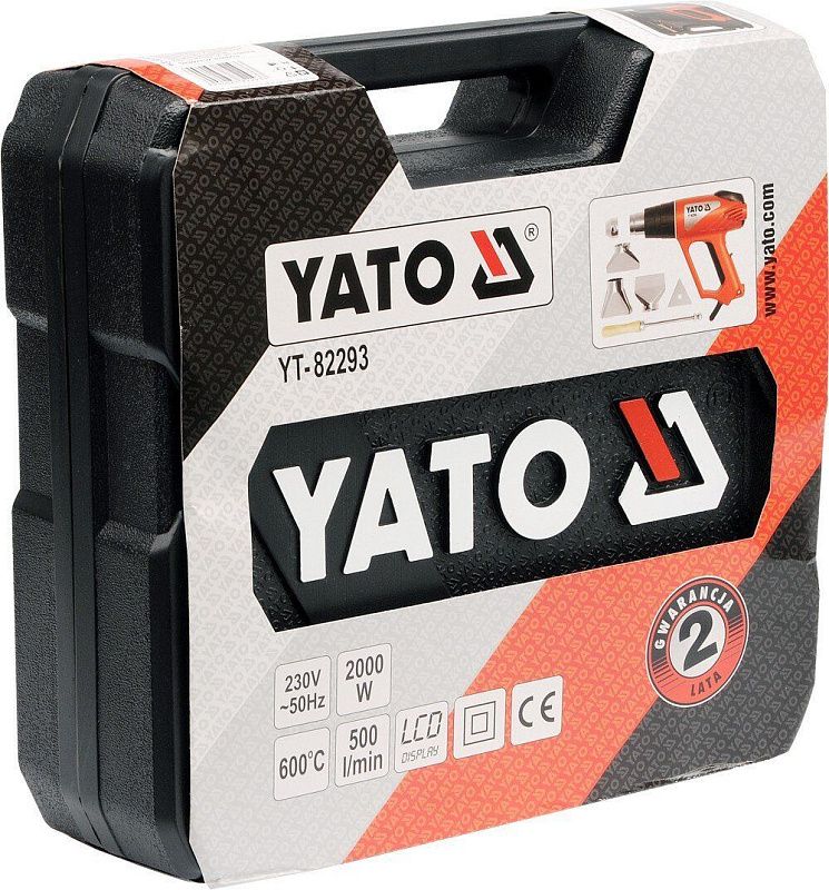 Фен технический с набором насадок LCD, 230V, 2000W, 600C Yato YT-82293