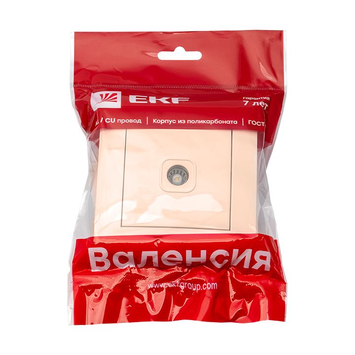 Валенсия розетка телевизионная 1-местная 75Ом 5-862МГц кремовая EKF PROxima EWA00-027-20