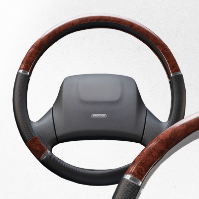 Оплетка экокожа L Wood- 8 Черно/Коричневая SKYWAY S01102027