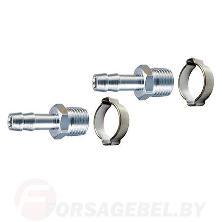 Переходник, наруж. резьба 1/4"-"елочка" 6 мм, с обжимным кольцом, 2 шт FUBAG 180430 В