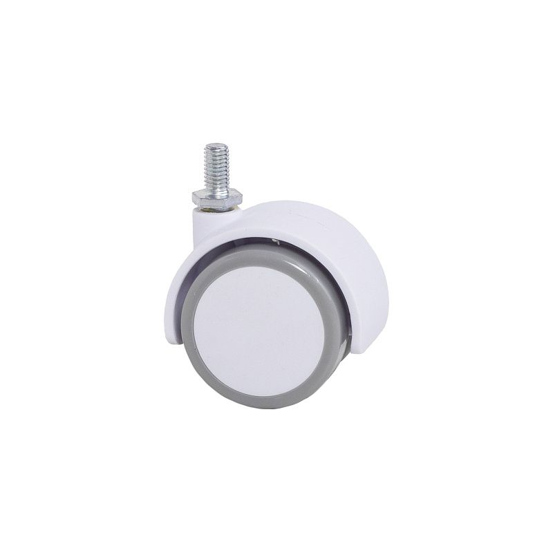 Колесо меб. пласт. FURNI d50 с винтом M8, белый/серый AKS 122719