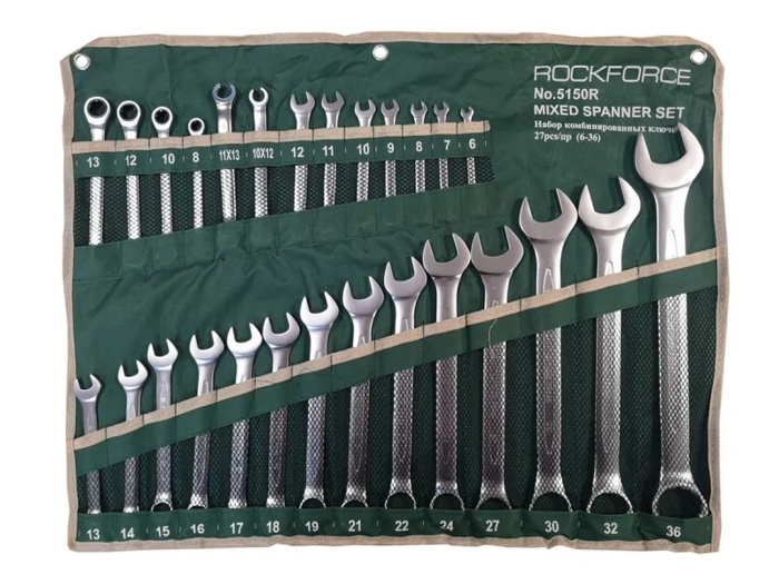Набор комбинированных ключей 6-36 мм, разрезных 10-12, 11-13 мм, трещоточных 8-13 мм RockForce RF-5150R