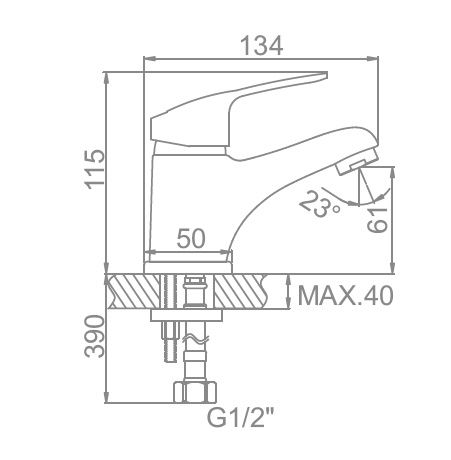Смеситель для умывальника, латунь, хром Ledeme L1037